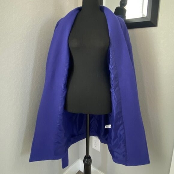 NARCISCO Rodriguez Design Nation Cobalt Blue Cocoon Belted Coat Jacket Small - Picture 11 of 15
